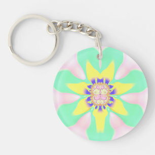 Groen gele roze Paarse cirkelacrylaat ~ Keycha Sleutelhanger