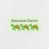 Groen gele schildpadlabels voor kinderen labels (Design 1)