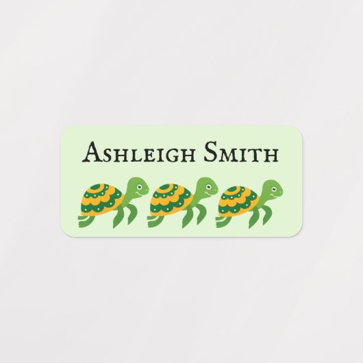 Groen gele schildpadlabels voor kinderen labels (Design 2)