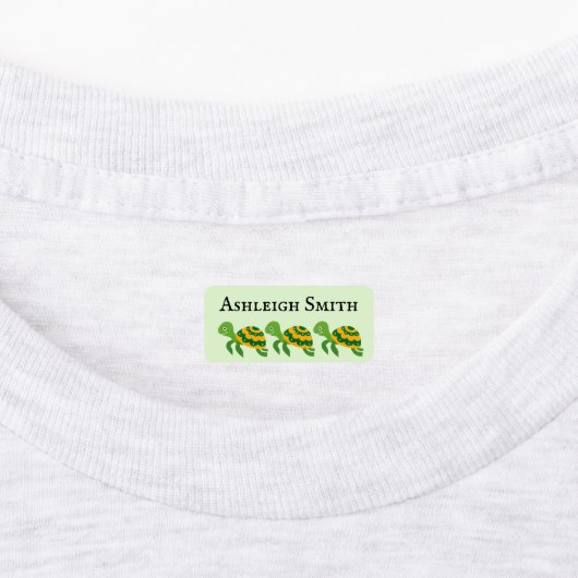 Groen gele schildpadlabels voor kinderen labels (Aangebracht)