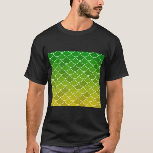Groen Gele Vis Schubben T-shirt (Voorkant)