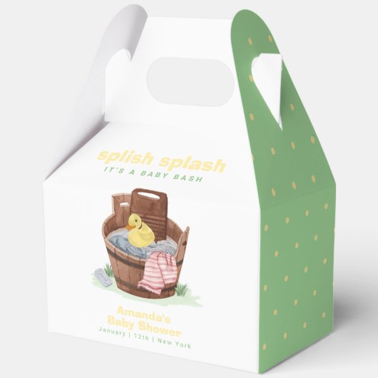 Groen Gele Wasmachine Rubber Eend Baby Shower Bedankdoosjes (Voorkant)