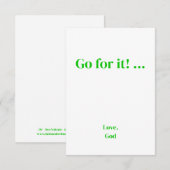 Groen geloof Ga ervoor! ... Liefde, goede notitiek Notitiekaartje (Voorkant / Achterkant)