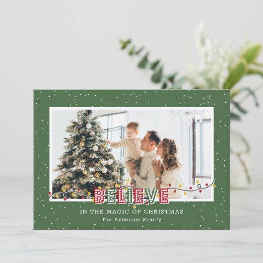Groen geloof in de magische kerstkaarten feestdagenkaart (Staand voorkant)