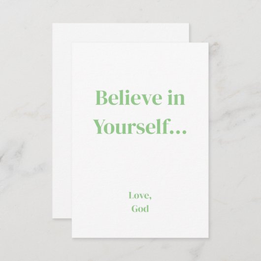 Groen geloof in jezelf. notitiekaarten notitiekaartje (Voorkant / Achterkant)