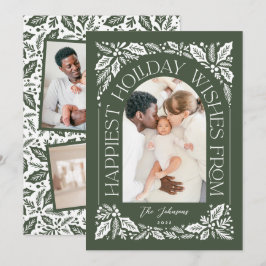 Groen geluk Vertrekt Arch Berry 3 Foto Collage Feestdagenkaart