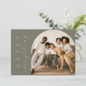 Groen Gelukkig ALLES Feestdagenkaart (Staand voorkant)