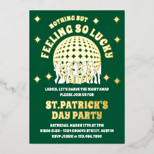 Groen geluksgevoel St. Patrick's Day-feest Folie Uitnodiging