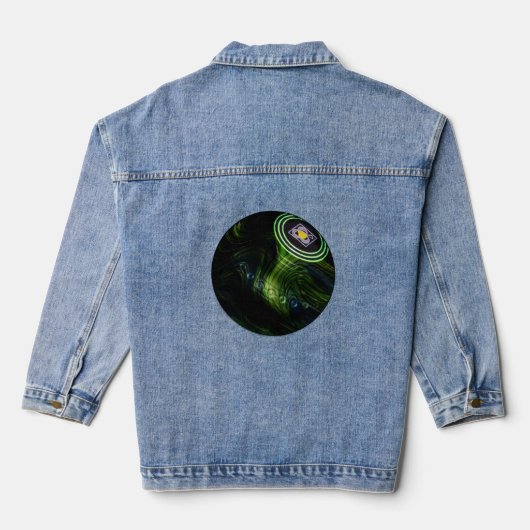 Groen gemarmerde gazon kom, denim jas jacket (Achterkant)