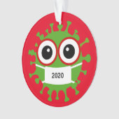 Groen gemaskeerd Coronavirus 2020 Acrylhoudend Orn Ornament (voorkant)