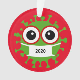 Groen gemaskeerd Coronavirus 2020 Acrylhoudend Orn Ornament