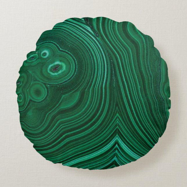 Groen gemstone malachite natuursteenontwerp  rond kussen (Voorkant)