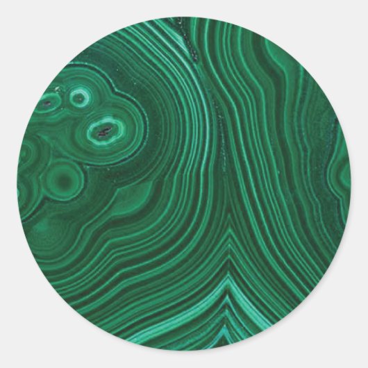 Groen gemstone malachite natuursteenontwerp ronde sticker (Voorkant)