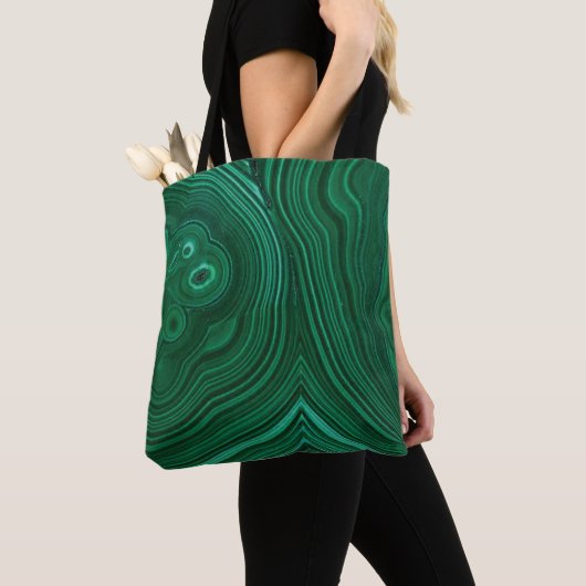 Groen gemstone malachite natuursteenontwerp tote bag (Dichtbij)