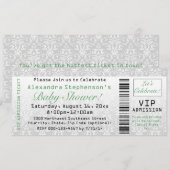 Groen Genderneutraal Baby shower Ticketuitnodiging Kaart (Voorkant / Achterkant)