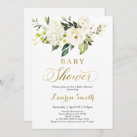 Groen Genderneutraal Baby shower Uitnodiging (Voorkant / Achterkant)