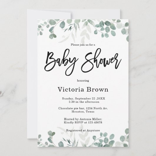 Groen Genderneutraal Baby shower Uitnodiging (Voorkant)