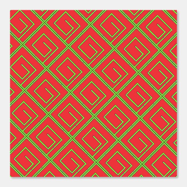 Groen Geo Rood Behang (Voorkant)