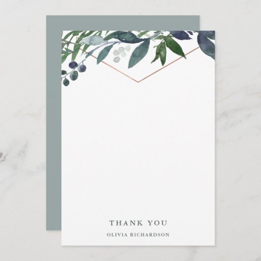 Groen Geo | Roségoud Bedankkaart (Voorkant / Achterkant)