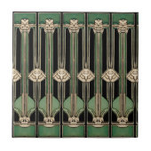 Groen Geometrisch Art Deco Art Nouveau Tegeltje (Voorkant)
