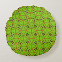 Groen geometrisch bloempatroon Ronde kussen