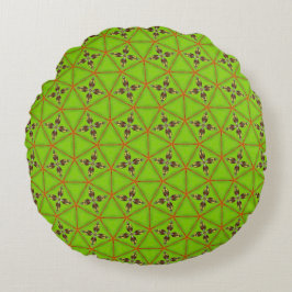 Groen geometrisch bloempatroon Ronde kussen