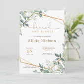 Groen Geometrisch Brunch & Bubbly Vrijgezellenfees Kaart (Staand voorkant)