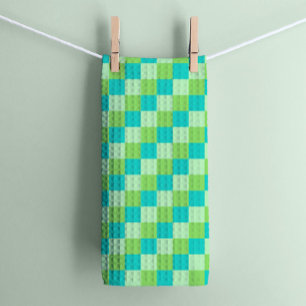 Groen Geometrisch Checkerboard Keukenhanddoek