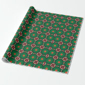 Groen geometrisch cirkelpatroon cadeaupapier (Uitgerold)