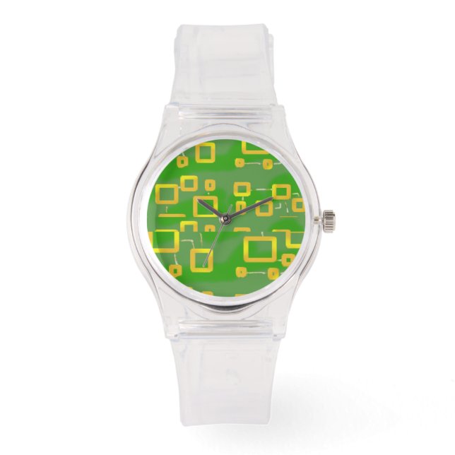 Groen geometrisch eWatch Horloge (Voorkant)