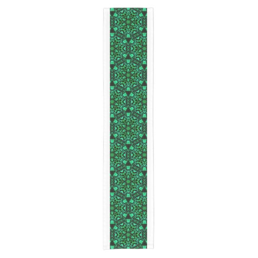 Groen geometrisch glitterpatroon korte tafelloper (Voorkant)