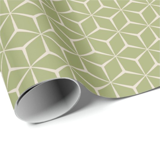 Groen geometrisch kubuspatroon cadeaupapier (Rol Hoek)