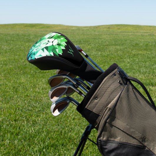 Groen geometrisch leeuwenmonogram golfheadcover (Insitu)