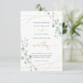 groen geometrisch lijst bruiloft kaart (Staand voorkant)