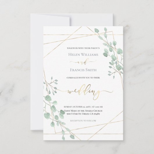 Groen geometrisch lijst bruiloft · kaart (Voorkant)