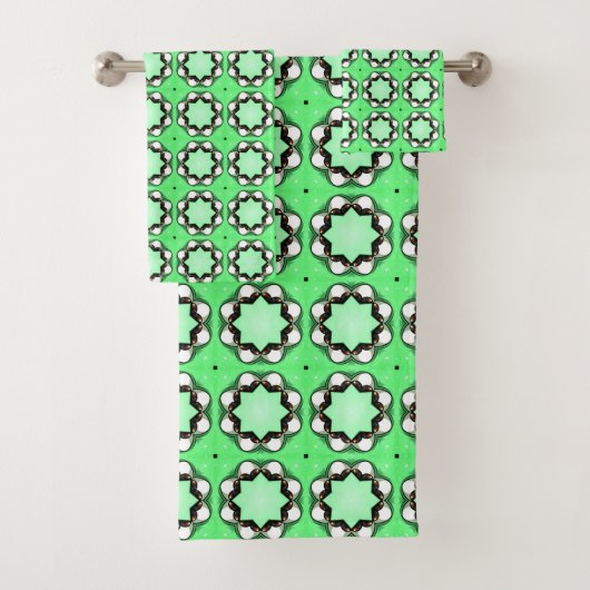 Groen geometrisch mandala patroon bad handdoek (Insitu)