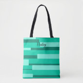 Groen Geometrisch Monogram Tote Bag (Voorkant)