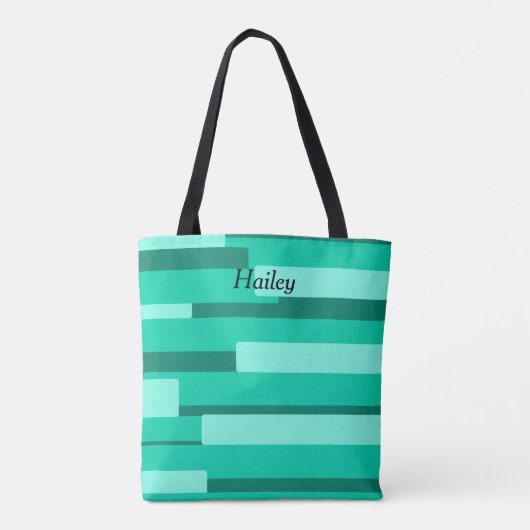 Groen Geometrisch Monogram Tote Bag (Achterkant)