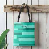 Groen Geometrisch Monogram Tote Bag