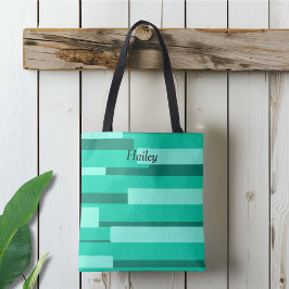 Groen Geometrisch Monogram Tote Bag