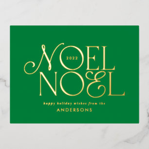 groen geometrisch Noel script elegant modern Folie Feestdagen Briefkaart