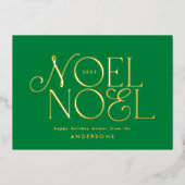 groen geometrisch Noel script elegant modern Folie Feestdagenkaart (Voorkant)