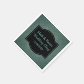 Groen geometrisch patroon Aangepaste tekst bruilof Servet (Hoek)