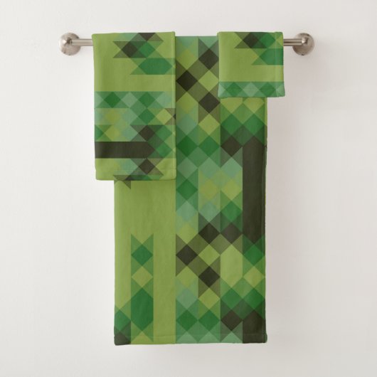 groen geometrisch patroon bad handdoek (Insitu)