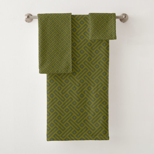 groen geometrisch patroon bad handdoek (Insitu)