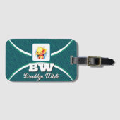 Groen geometrisch patroon  fototekst bagagelabel (Voorkant (horizontaal))