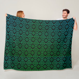 Groen geometrisch patroon / Indiase print Fleece Deken