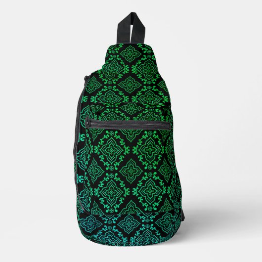 Groen geometrisch patroon / Indiase print  Sling Bag (Voorkant)