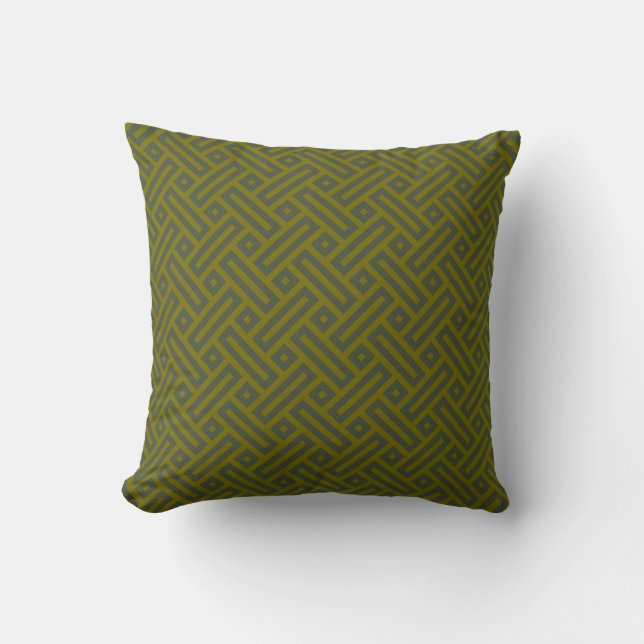 groen geometrisch patroon kussen (Voorkant)