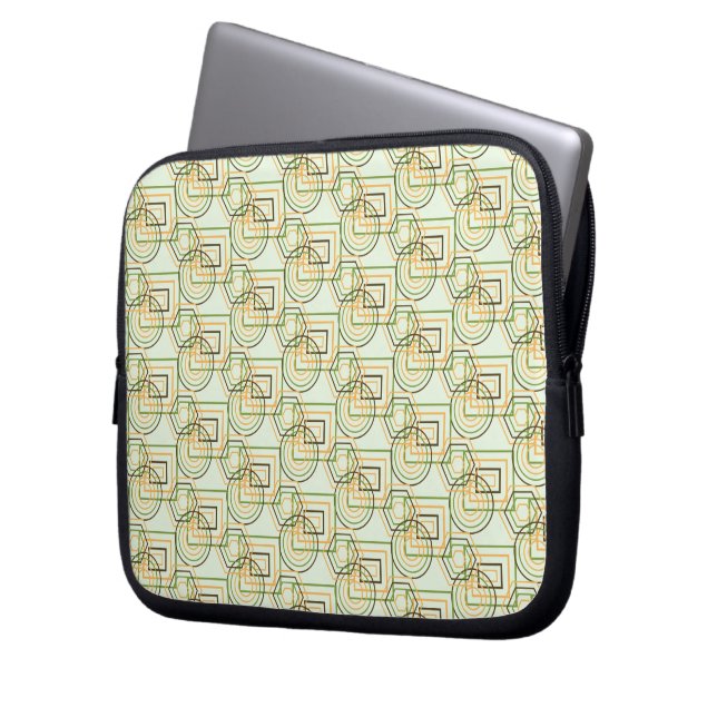 Groen geometrisch patroon laptop sleeve (Voorkant Links)